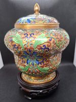 Antike chinesische Cloisonné Deckel-Vase (Handarbeit)
