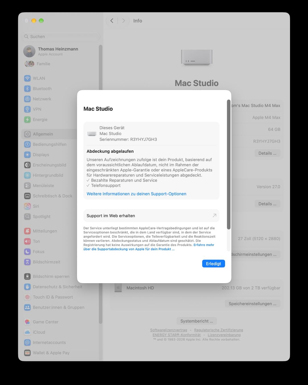 Apple PCs: Apple Mac Studio M4 Max, 64GB RAM, 2TB Speicher – Gebraucht aus Wallisellen von Sgghet 7
