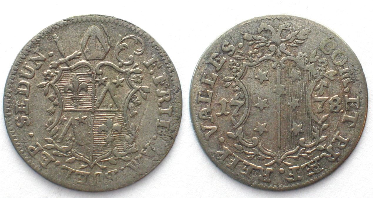 Alle Münzen: WALLIS Bistum SITTEN Batzen 1778 – Gebraucht aus Riehen von sesambestcoins2004