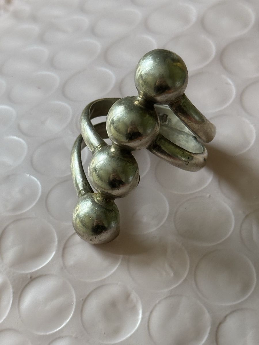 Anelli: Big Silver Tone Ball Ring - Statement Jewellery! 925 Silver – Usato da Zürich venduto da olalinda 4