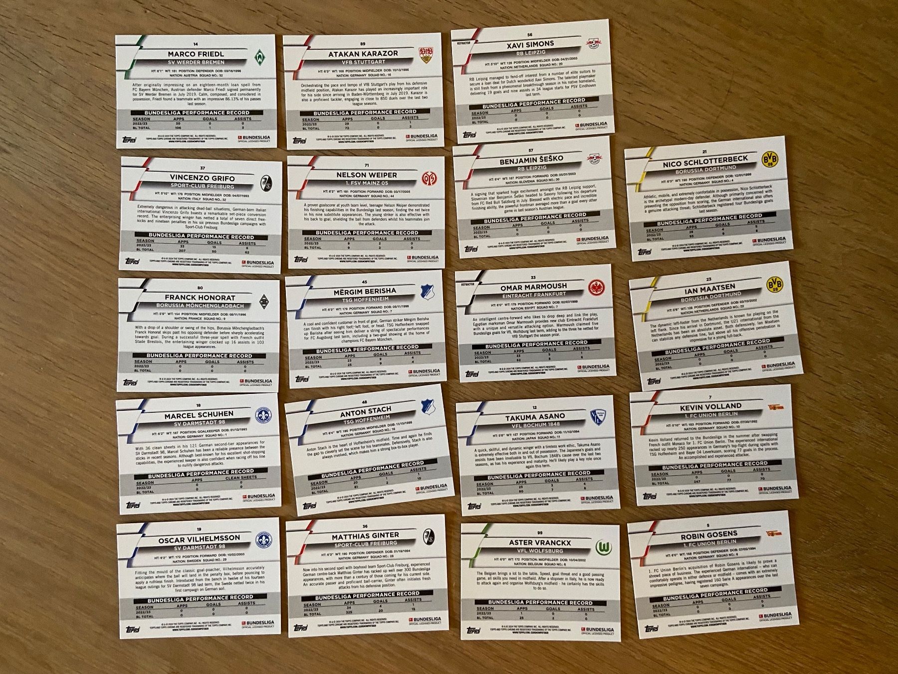 Topps Carte collezionabili: Bundesligakarten 19x Topps Chrome – Usato da Muttenz venduto da nataschasia 1