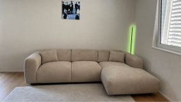 Ecksofa beige Stoff