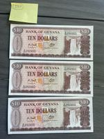 3 Banknoten Bank of Guyana 10 Dollars Banknote