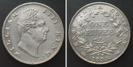 BRITISCH INDIEN 1 Rupee 1835 Bombay WILLIAM IV. Silber unz-!