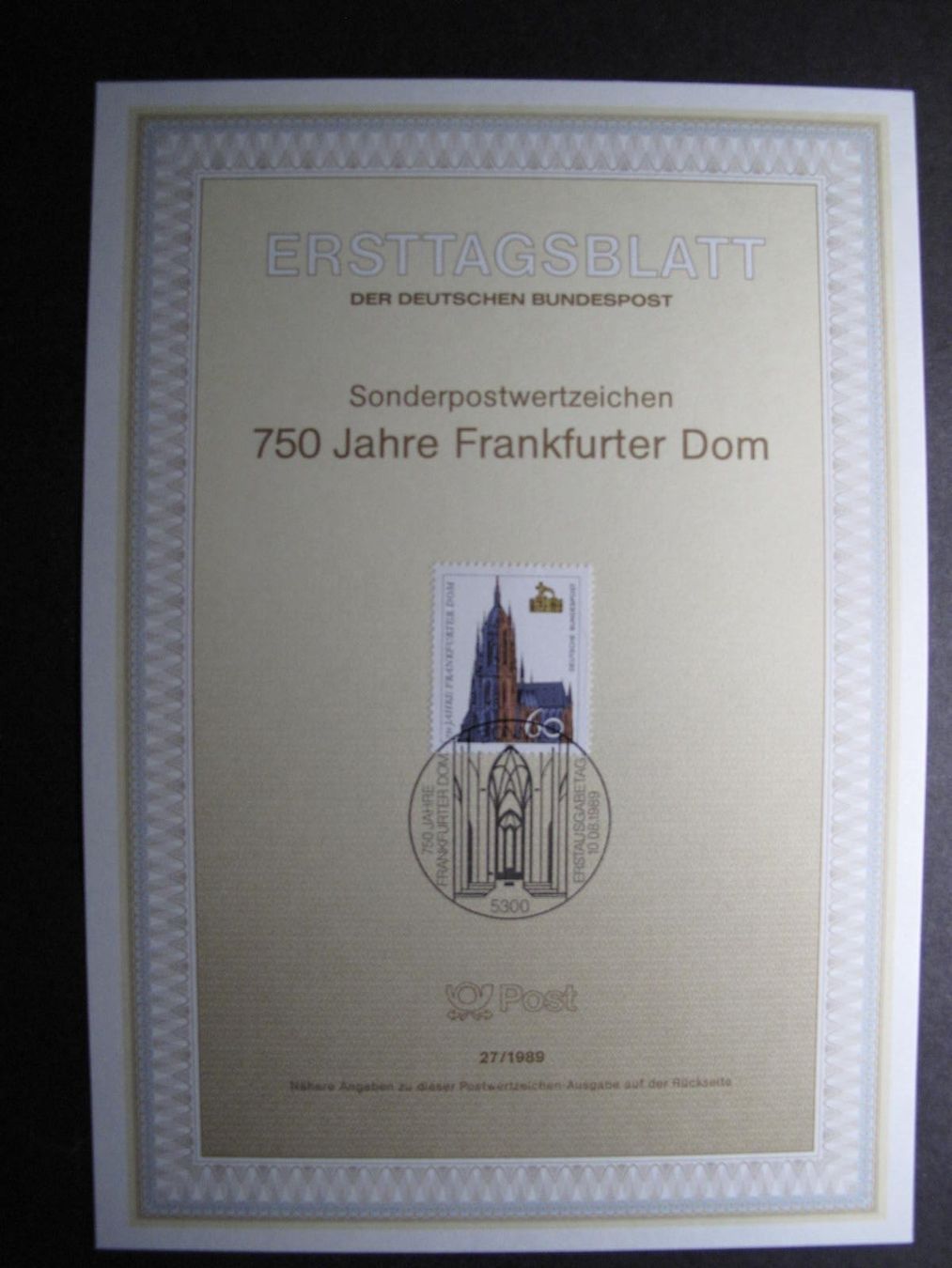 Tutti i francobolli: BRD 1989 /27 Dom Frankfurt ETB – Usato da Wil SG venduto da fva01