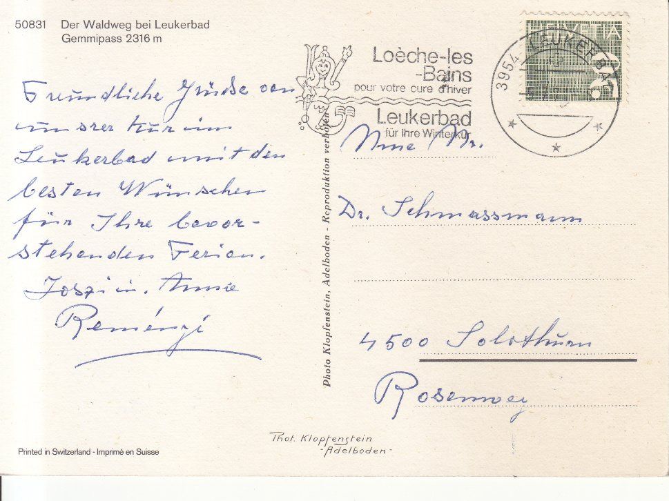 Cartoline postali: Leukerbad Waldweg 1971 – Usato da Bürglen TG venduto da StampGraf 1