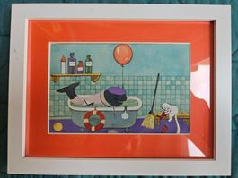 Gouache illustration encadrée Claire FINAZ lettre B