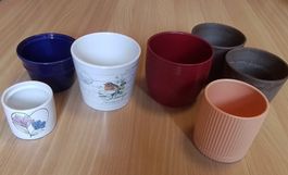 7x Blumentöpfe verschiedene Farben, Designs + Grössen