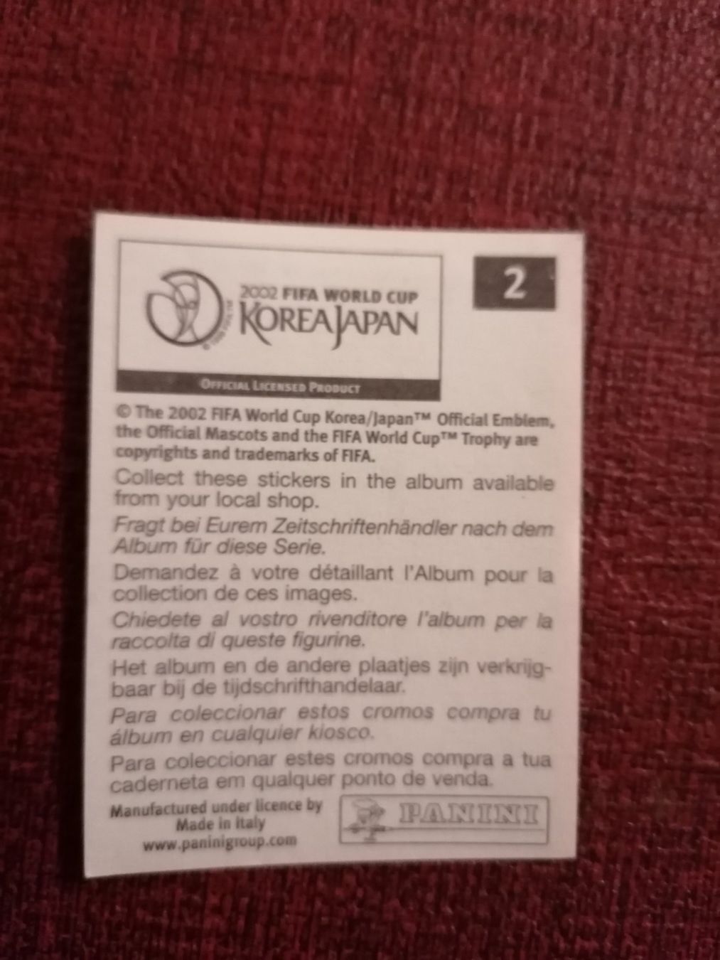 Panini Carte collezionabili: Panini WM 2002 Logo Nr. 2 – Usato da Balsthal venduto da roh_dt72 1