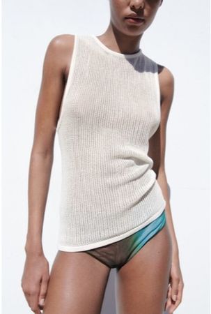 ZARA Knit Top Strickoptik, créme-weiss, Gr. S, NEU + Etikett