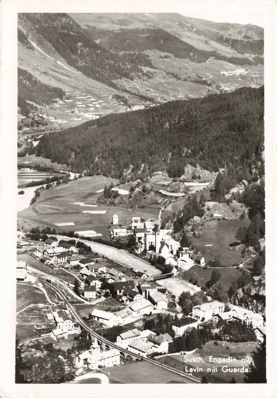 Cartoline postali: Susch Engadin mit Lavin mit guarda G – Usato da Biasca venduto da Blenio71