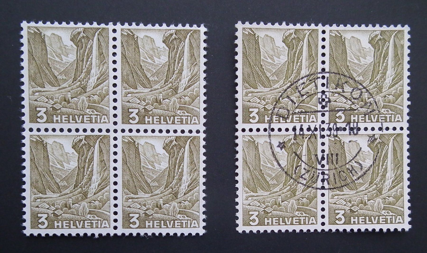 Tutti i francobolli: 1936 Landschaftsbilder 201y 4-er Block  Postfrisch/gestemp. – Usato da Kriens venduto da WULLU99