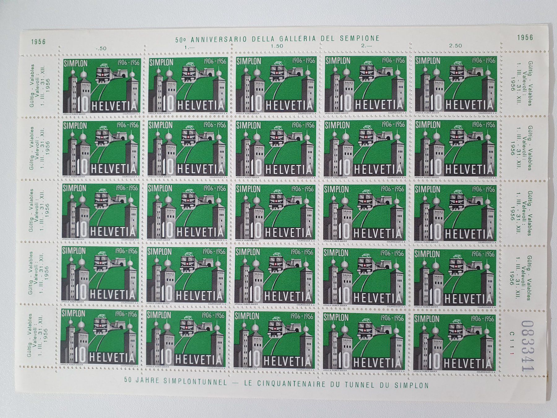 Alle Briefmarken: MARKEN - Bogen 4-teilig 1956  Werbemarken – Neu (gemäss Beschreibung) aus Uster von Posaunus 2
