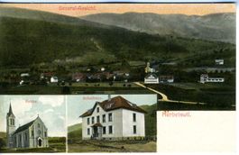 Herbetswil SO 3 Bildk. u. Ansicht ,Kirche , Schulhaus , 1910