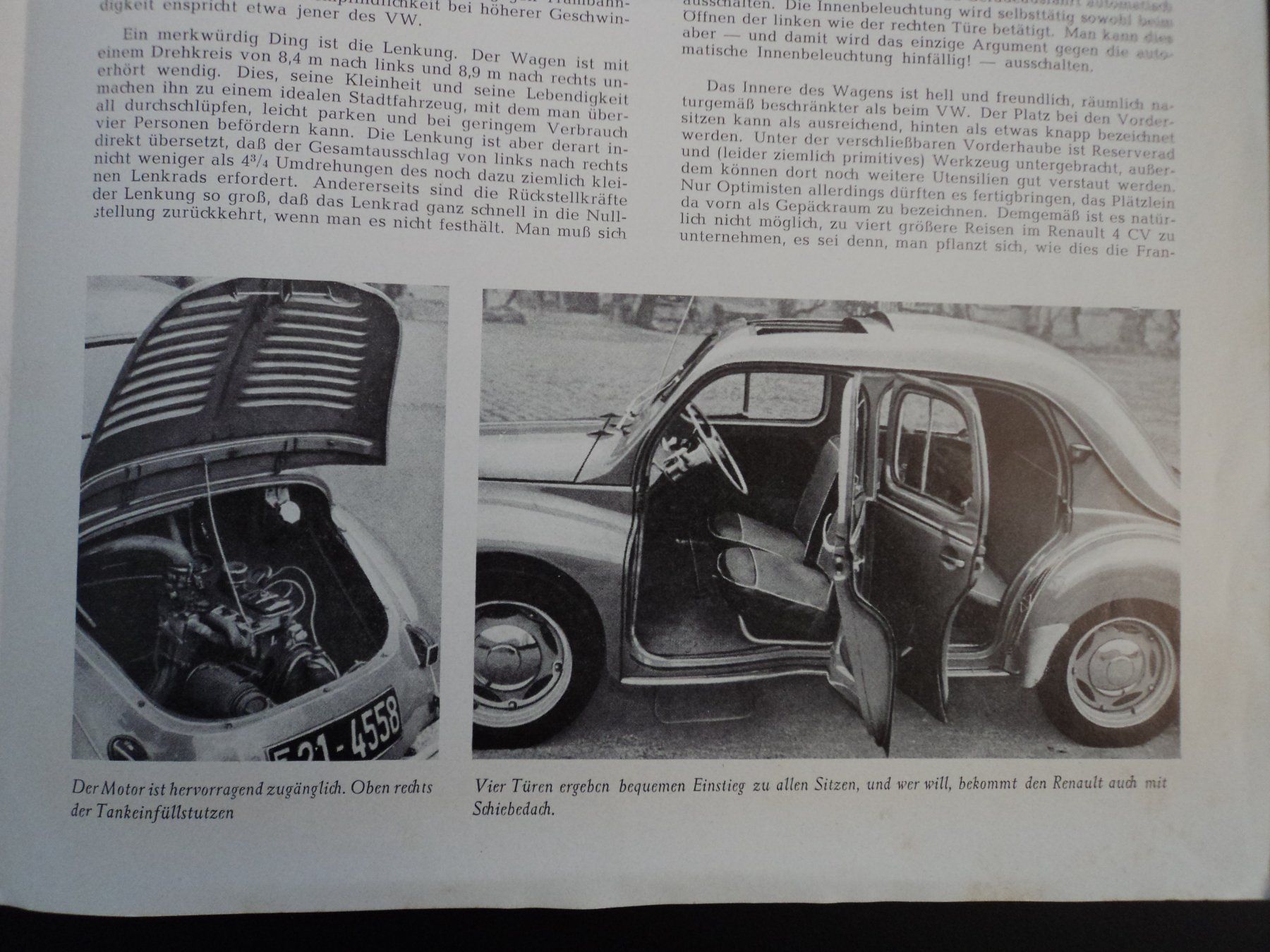 Renault Documenti: Prospekt Testbericht Renault 4CV 1952 – Usato da Schwarzenburg venduto da modelCARama 4