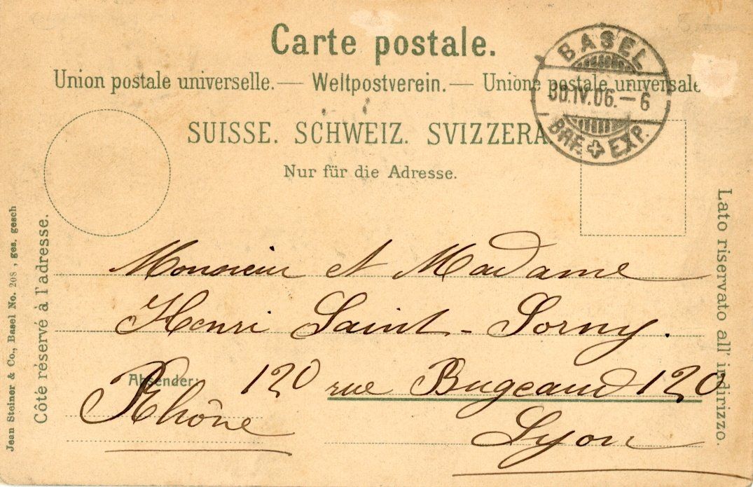 Cartoline postali: Basel  BS  - Tram und Oldtimer am STEINENRING     um 1906 – Usato da Brig venduto da Valcards54 1
