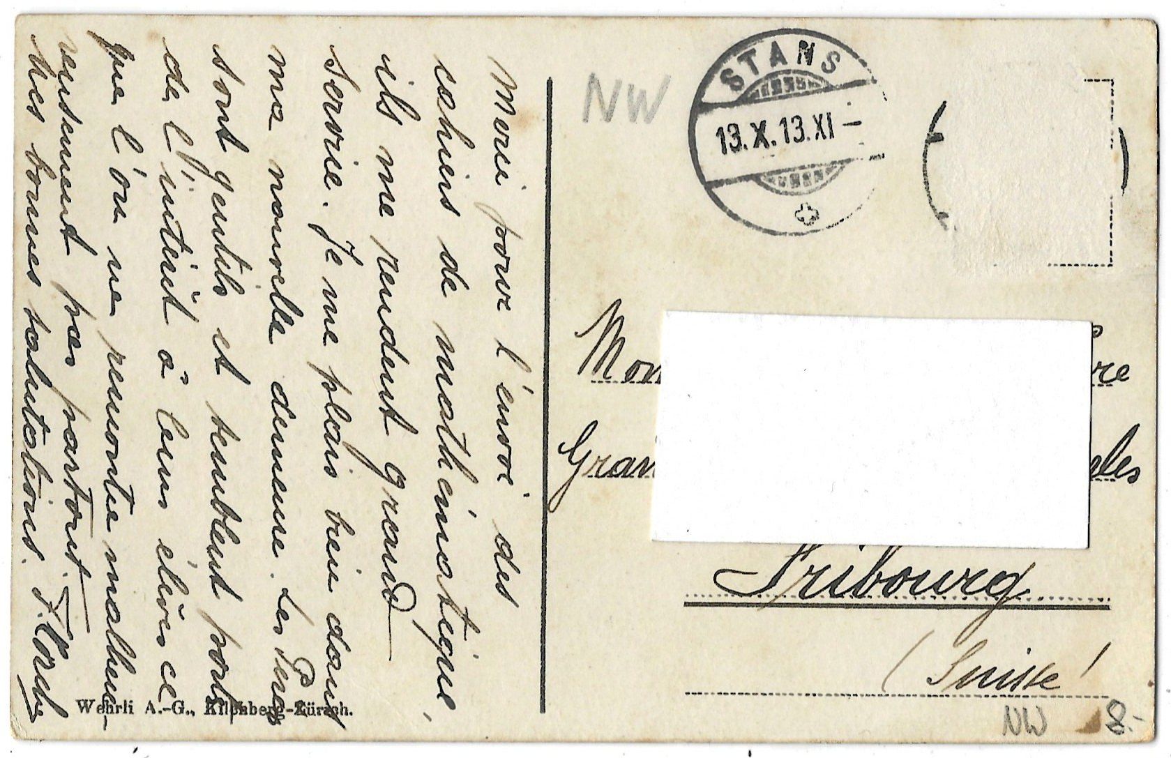 Cartoline postali: Collegium   St.  Fidelis,   Stans. – Usato da Bütschwil venduto da Jackson1A 1