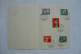 Pro Juventute 1962 Satz ET auf PTT-Faltblatt SBK J193 - J197