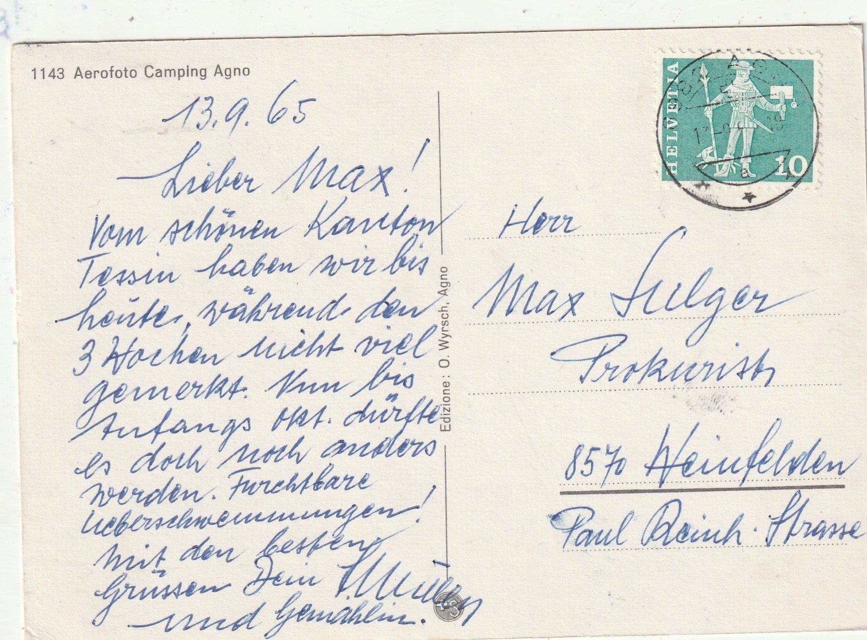 Cartoline postali: Camping Agno TI – Usato da Lumbrein venduto da made02 1