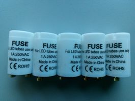 5x Dummy Starter / Fuse 250V-1A für T8 LED Röhren NEU