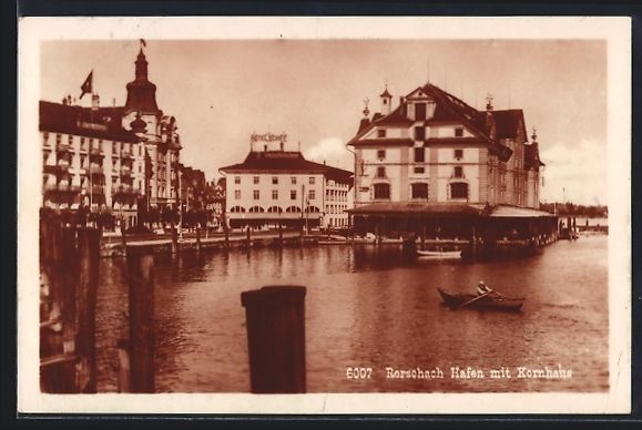 Cartoline postali: Rorschach, Hafen mit Kornhaus und Hotel  – Usato da Berlin venduto da bartko-reher