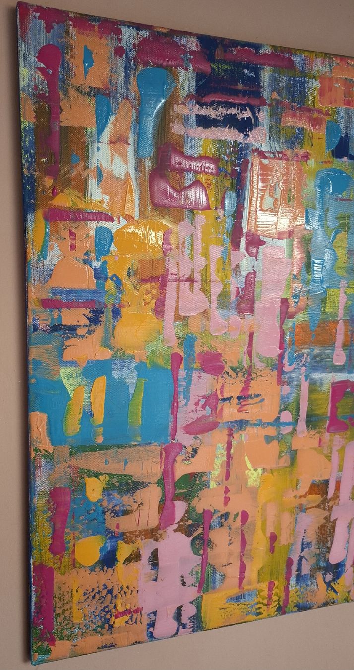 Dipinti: Gemälde, bunte Farben, Kunstwerk, handmade 57×75 – Nuovo (secondo la descrizione) da Riehen venduto da Steinbock1970 2