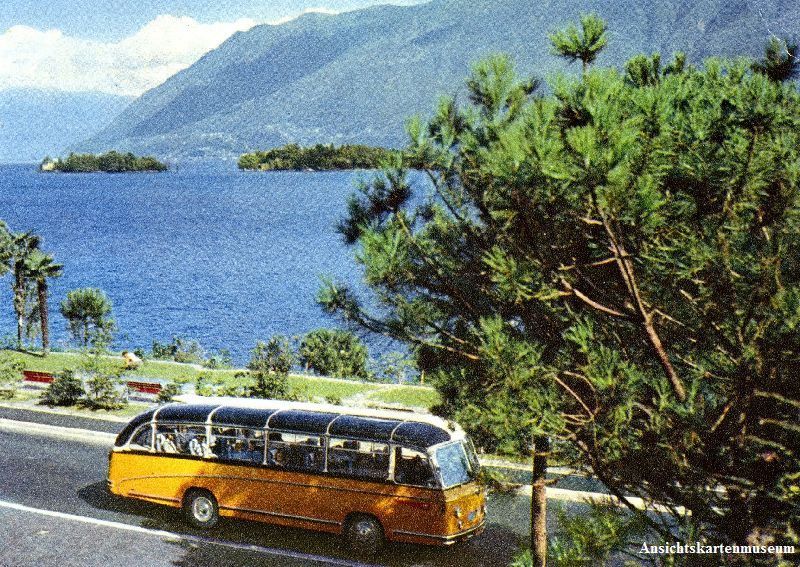 Cartoline postali: Lugano Locarno Stresa Ticino - Postauto + c1965 – Usato da Emmenbrücke venduto da teestube