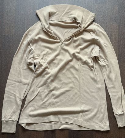 Langarmshirt Rollkragen Gr. L Baumwolle Beige
