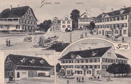 Sins lithoähnlich 3 Bilder Gasthaus und Stallung z. Einhorn