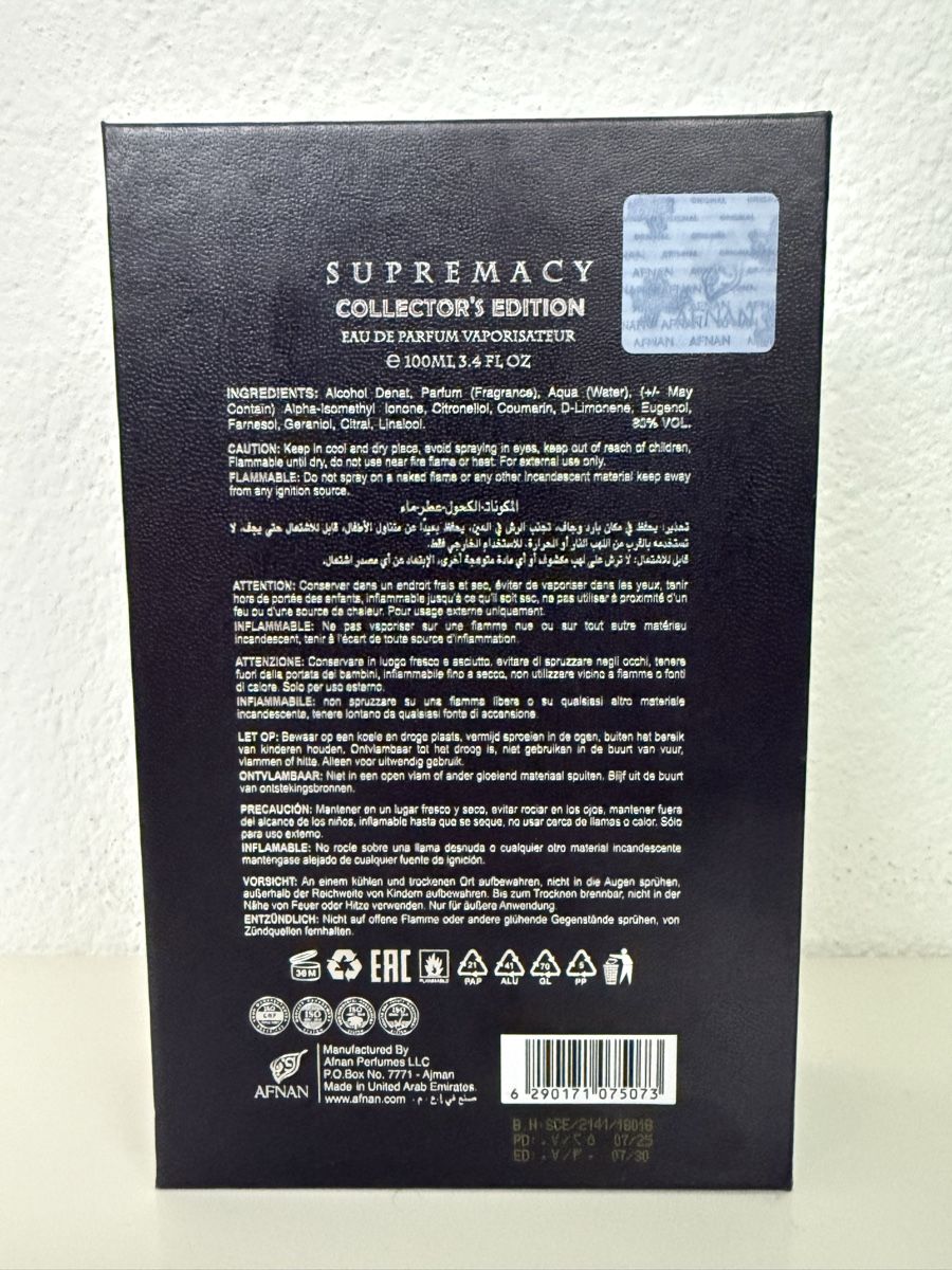 Profumi & Eau de Toilette: AFNAN Supremacy Collector's Edition 100ml – Usato da Oberentfelden venduto da JohannMilch 3