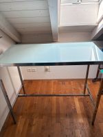 Stehtisch Glas Metall Chrom Gestell 120x60cm guter Zustand