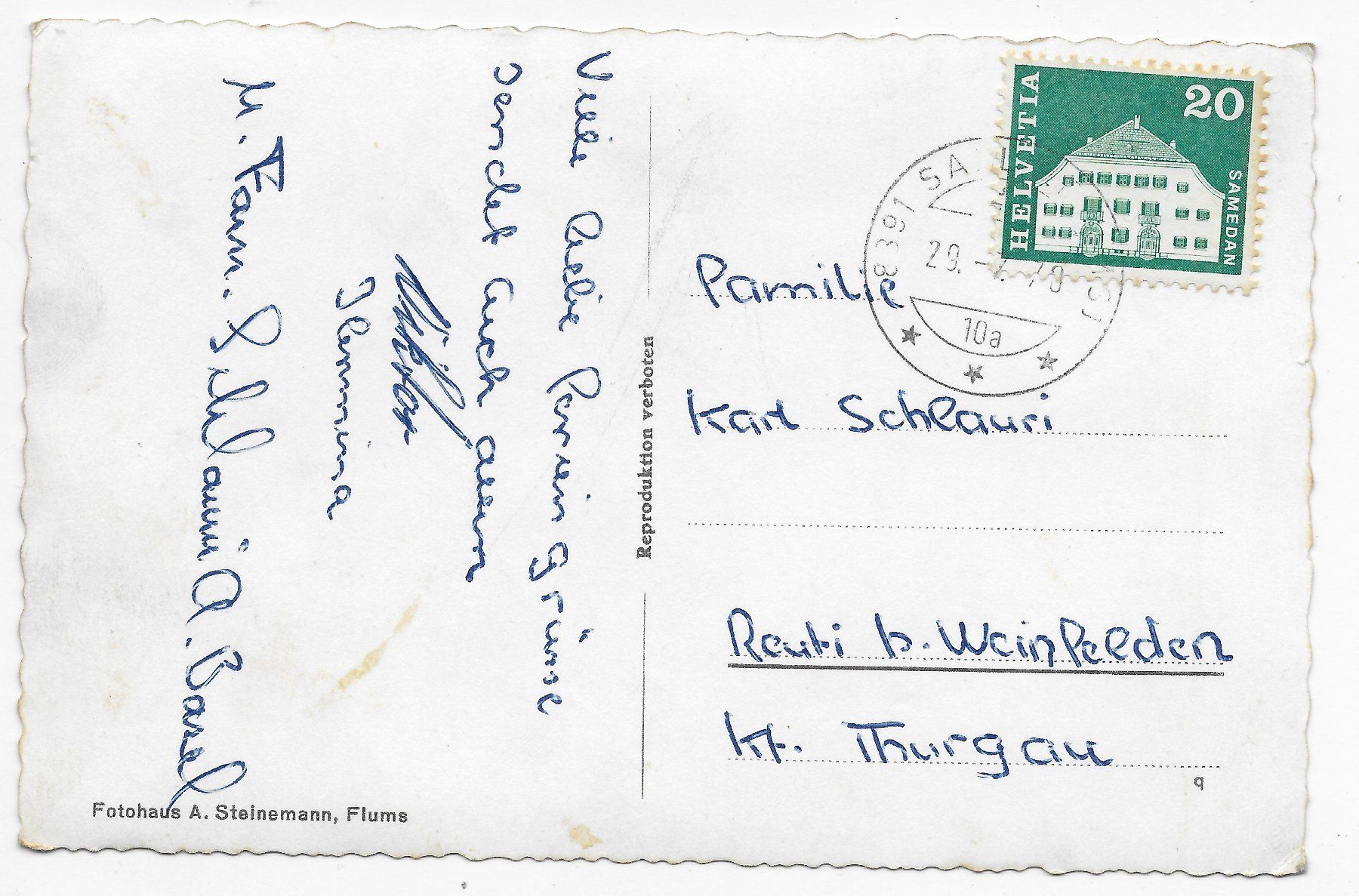 Cartoline postali: Flums mit Kleinberg & Spitzmeilen – Usato da Hefenhofen venduto da Richsalz 1