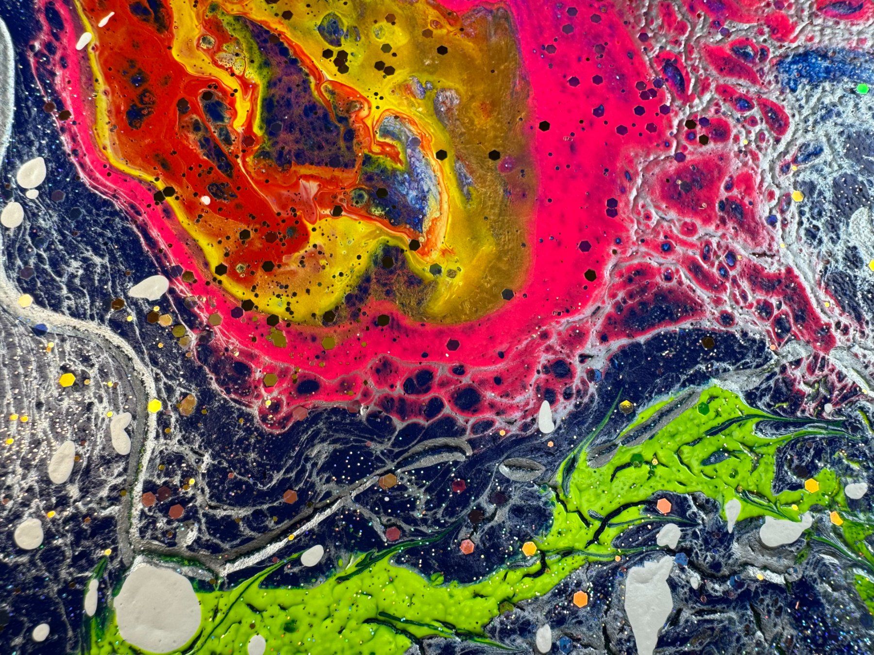 Dipinti: Acryl-Flüssigmalerei, Sechseck – Usato da Schlieren venduto da MayaSheng1983 1