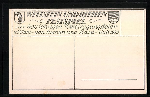 Ansichtskarten: Riehen, Strassenpartie mit Kirche – Gebraucht aus Berlin von bartko-reher 1