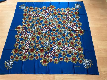 XXL Chanel Seide Silk Foulard Schal Nice quality!