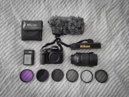 Nikon D5300 mit Rode Mikrofon und Filter