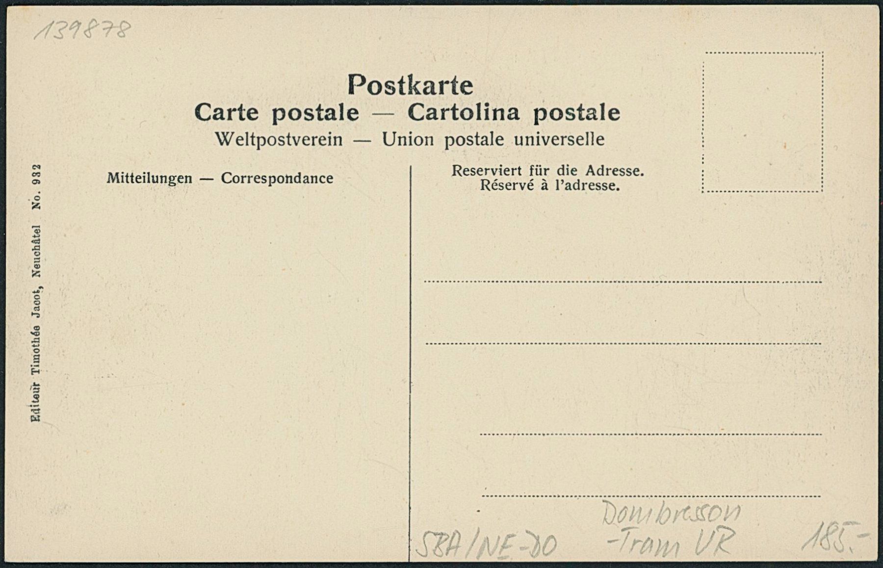 Cartoline postali: NE Dombresson - Tram VR – Nuovo (secondo la descrizione) da Schindellegi venduto da stationary 1