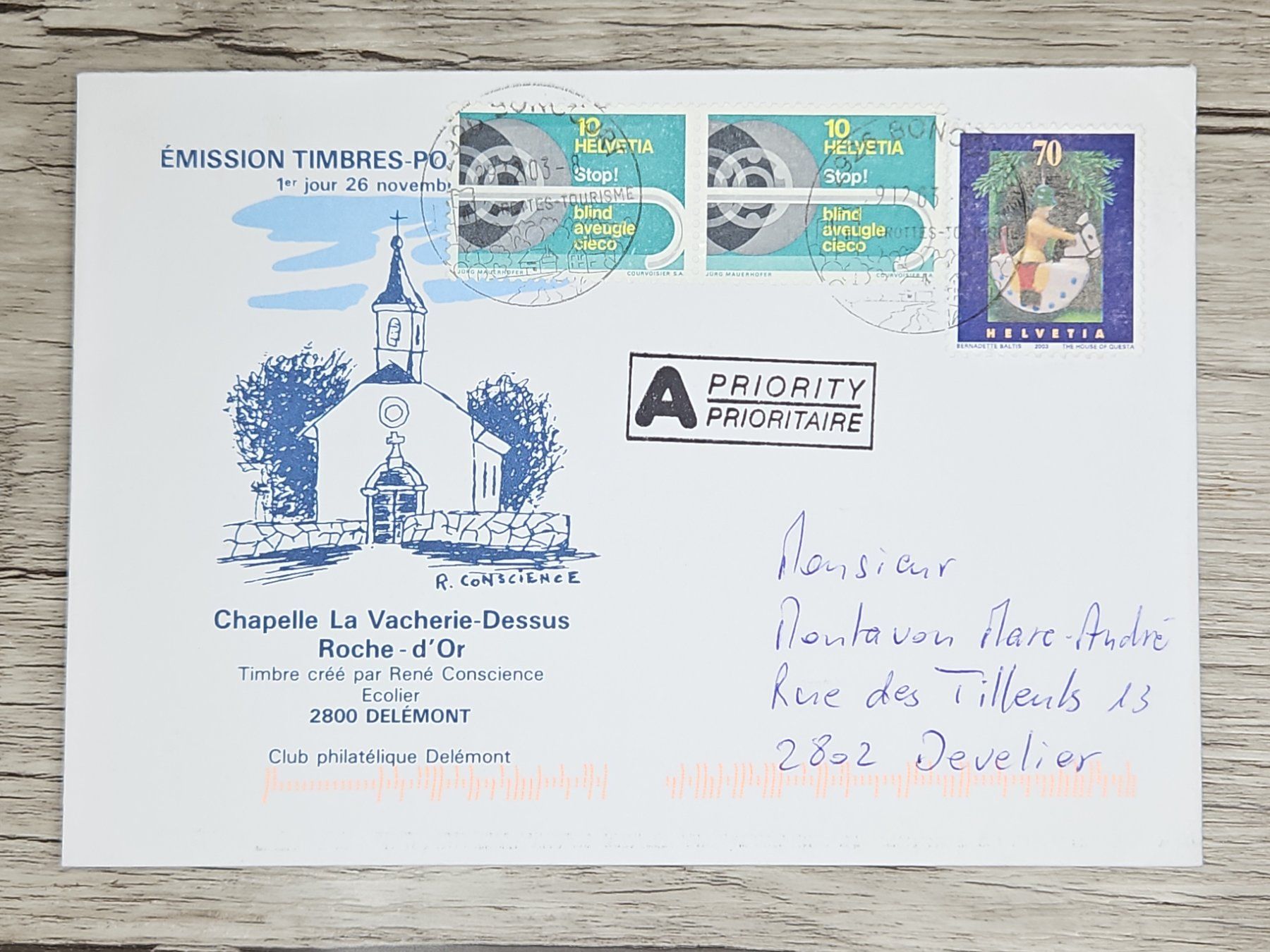 Tutti i francobolli: CL03 Enveloppe + Timbre Suisse 2003 – Usato da Cousset venduto da Patrick_Collections