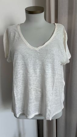 Damen T-Shirt Manor 100% Leinen Weiss Grösse L neuwertig