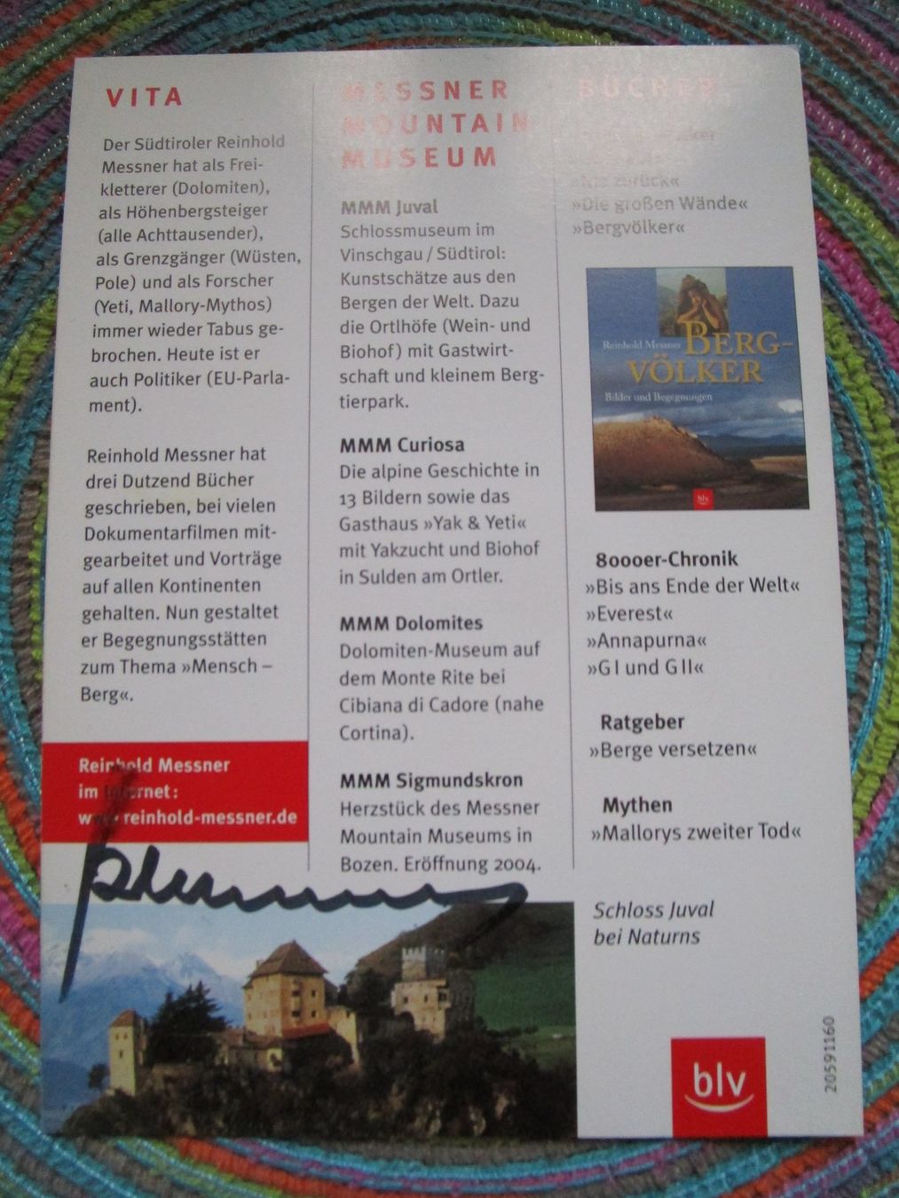 Autografi: REINHOLD MESSNER BERGSTEIGER AUTOGRAMM – Usato da GUTENSWIL venduto da Alpina6 1