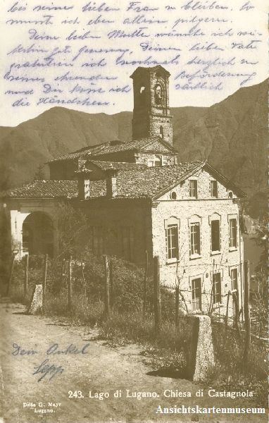 Ansichtskarten: Castagnola - Chiesa di ... + 1923 – Gebraucht aus Emmenbrücke von teestube