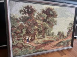 Gobelin Stickbild Wandbild Stickerei Landschaftsmotiv