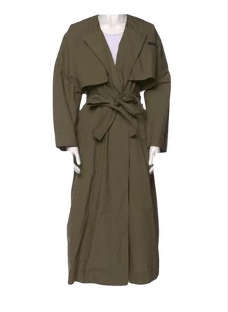 Ganni Olive Green Belted Trench Coat - Size 32