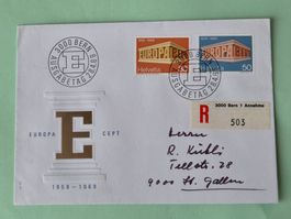 1. Tagesbrief Europa Marken 28.4.69 Eingeschrieben gelaufen
