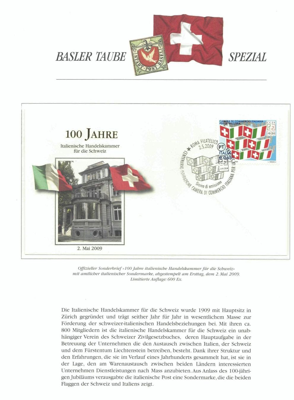 Tutti i francobolli: 6 Blätter Basler Taube Spezial – Usato da Basel venduto da Pfefferschootte 5