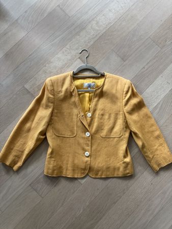 Valentino Vintage Blazer, Gr. 40/42 Goldgelb Leinen