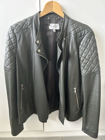 ⁠JIGSAW Biker Lederjacke Gr. 42 (UK 14) – Weiches Nappaleder