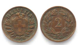 CH 2 Rappen 1928 Bronze SELTEN!