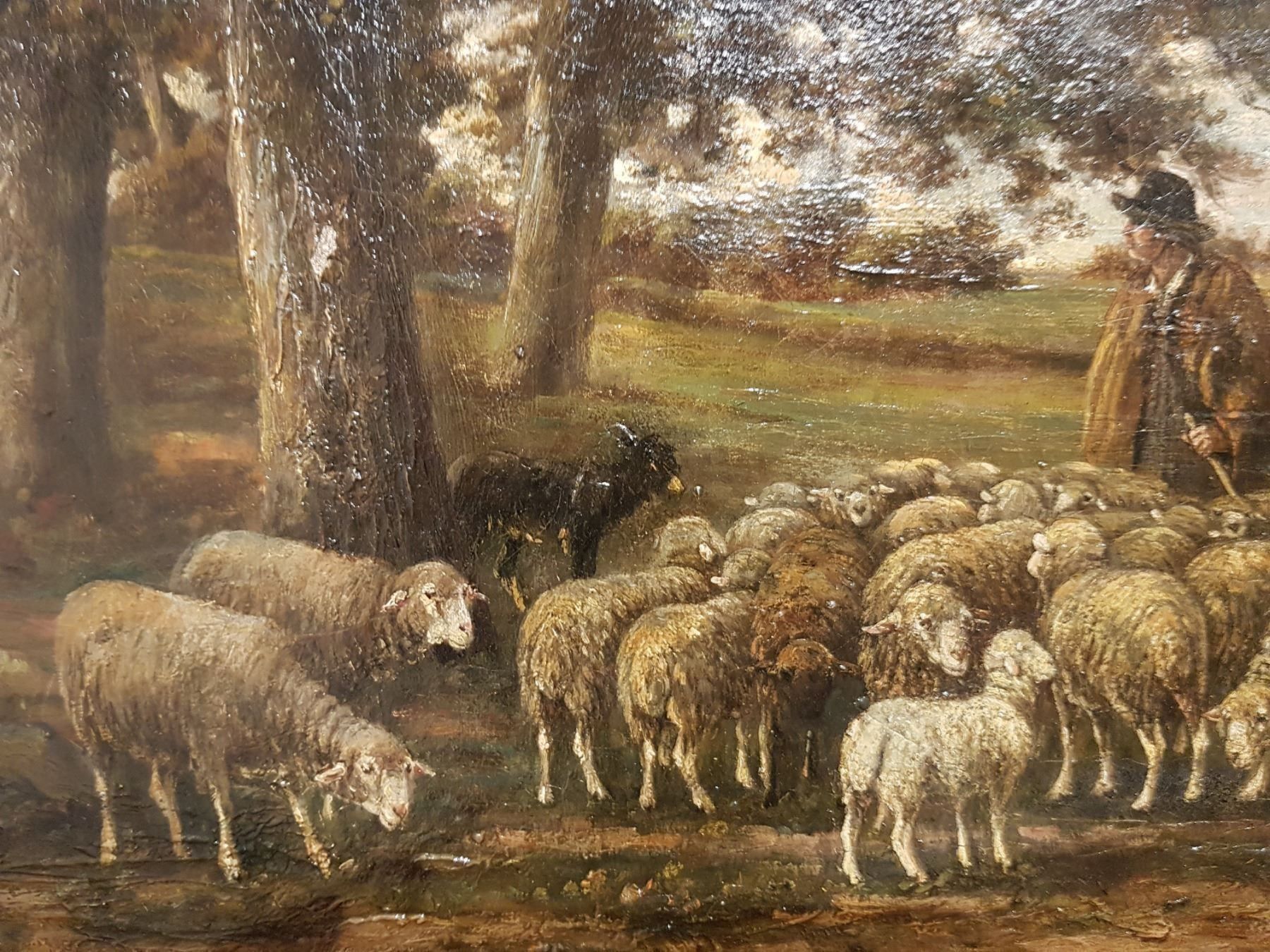 Dipinti: beau tableau 19ème berger et ses moutons – Usato da Lausanne venduto da leneko 2