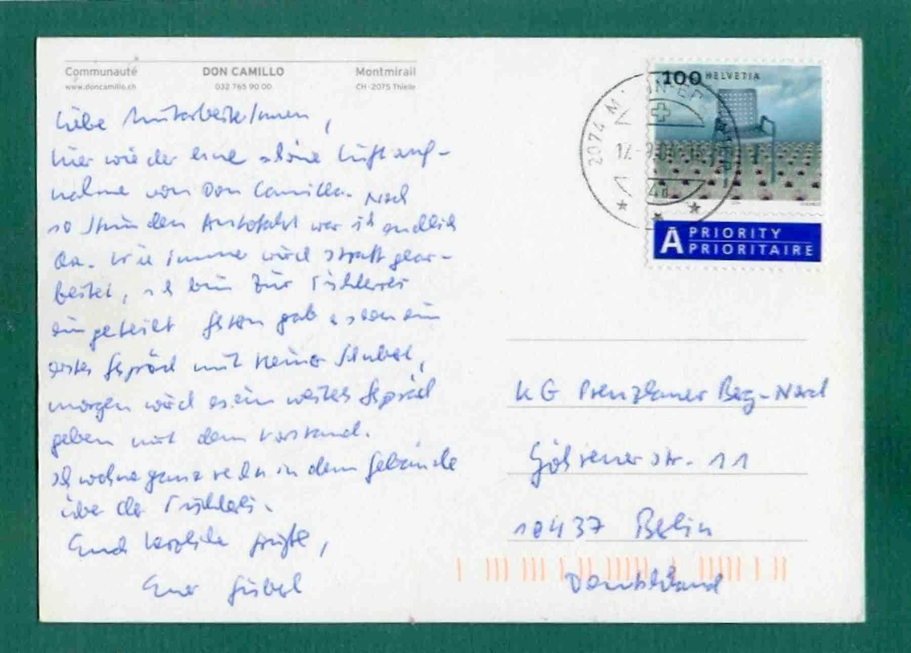 Cartoline postali: Thielle, Communauté DON CAMILLO, 2004, gelaufen, Grossformat – Usato da Sargans venduto da Hausi1951 1